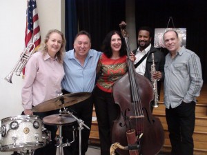 Maria Martinez (drums), Dr. Bobby Rodriguez (group leader & trumpet) Leslie Baker (bass), Andre Delano (saxophone) & Oscar Hernandez (piano)